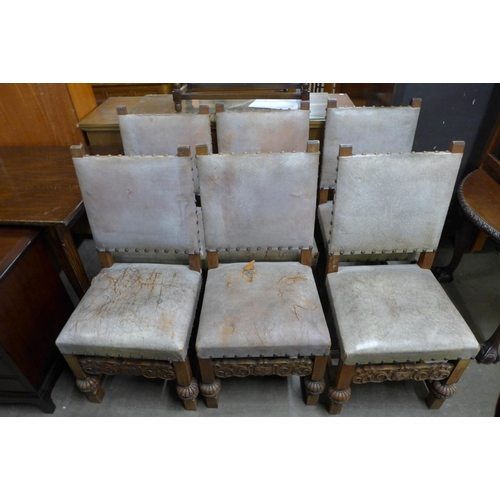 263 - A set of eight carved oak dining chairs