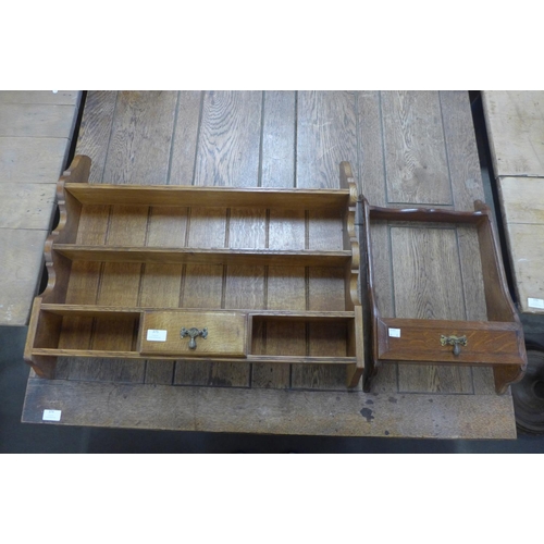 375 - Two oak wall shelves