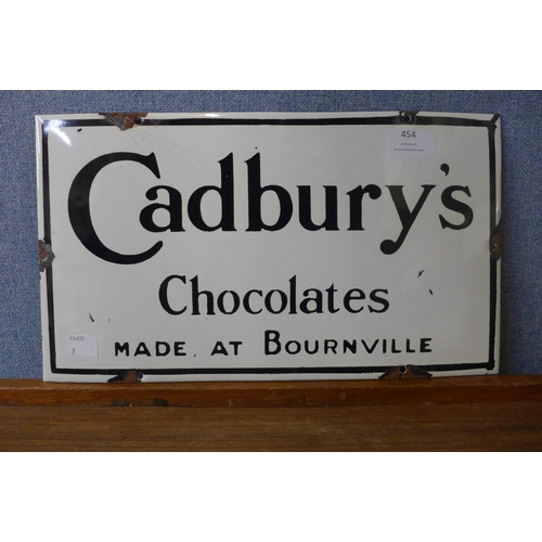 454 - A Cadbury's Chocolates enamelled sign