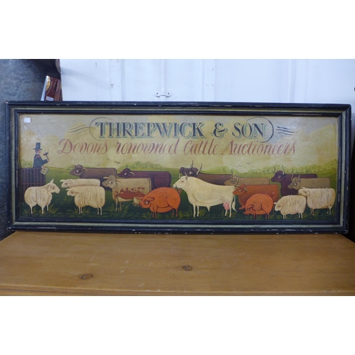 599v - A Threpwick & Son, Devon's Renowned Cattle Auctioneers hand painted sign