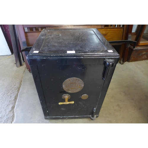 599w - An early 20th Century Phillips and Sons, Birmingham steel fire resistant safe (with key)