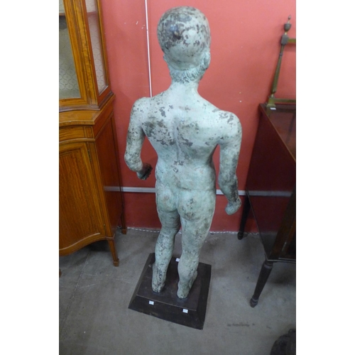 70 - An Italian bronze figure of a Classical male nude, 135cms h.