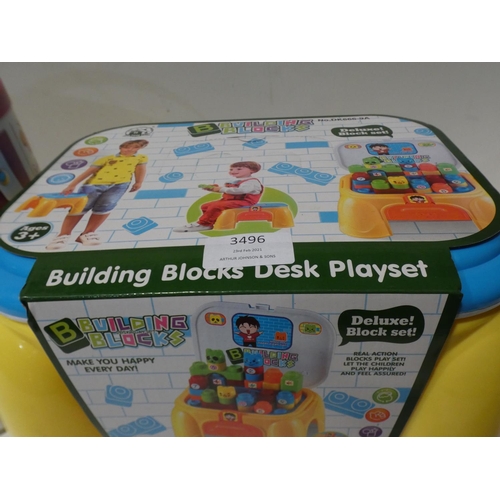 3306 - Baby's First Gift Tin Set, a Building Block Desk Playset and a Wooden Block Set