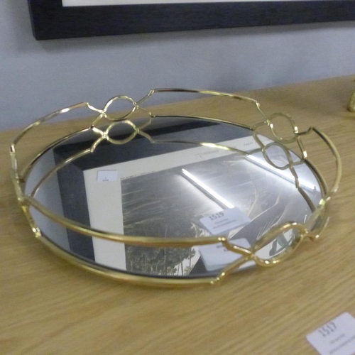 1519 - A circular 30cm gilt metal mirrored tray (OR133809)   #