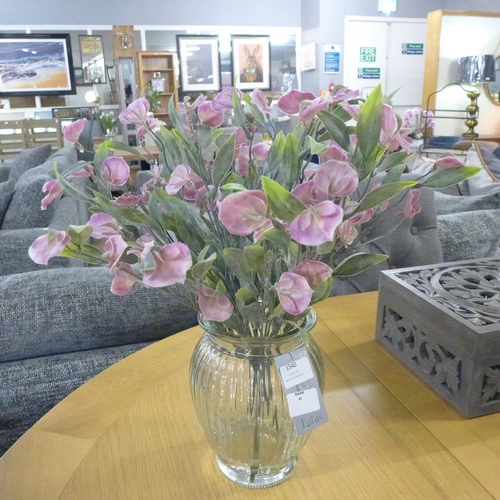 1540 - A sweetpea arrangement in a ribbed glass vase, 43cms (56647609)   #