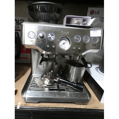 3113 - Sage Pump Coffee Machine - with accessories, RRP £399.99 + VAT (219-237) * This lot is subject to VA... 