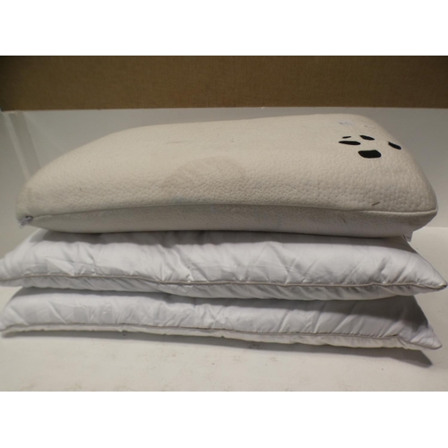 3164 - Two Hotel Grand Down Roll Pillows and Panda Memory Pillow (218 -184 ) * This Lot Is Subject To Vat