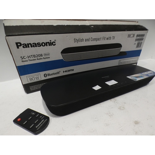 3211 - Panasonic 2.0 Soundbar (SC-HTB208EB-K) - with remote (219-345) * This lot is subject to VAT