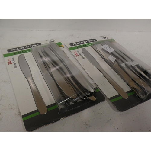 3313 - 2 Packs of Tramontina dinner knives  (211-385, 386) * This Lot Is Subject To Vat