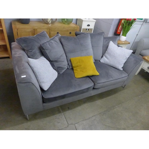 1485 - A grey upholstered three seater sofa