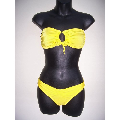 3066 - A quantity of 50 bandeau bikinis in yellow, orange, turquoise and black - sizes S, M & L