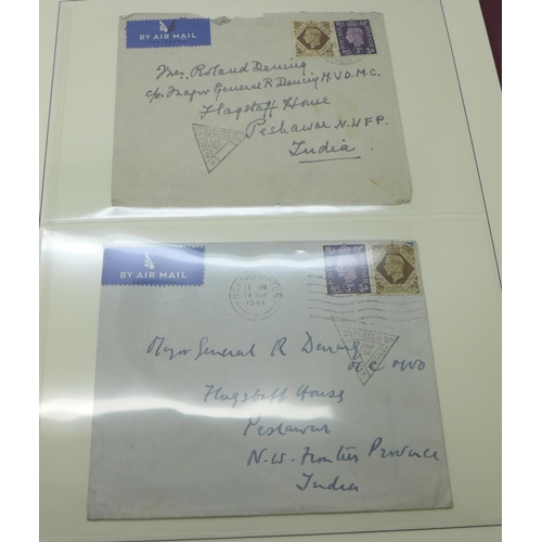 679 - Stamps;- India album with over fifty covers, 1940-1943, all sent from Great Britain and all to Major... 