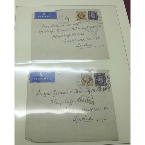 679 - Stamps;- India album with over fifty covers, 1940-1943, all sent from Great Britain and all to Major... 