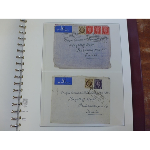 679 - Stamps;- India album with over fifty covers, 1940-1943, all sent from Great Britain and all to Major... 