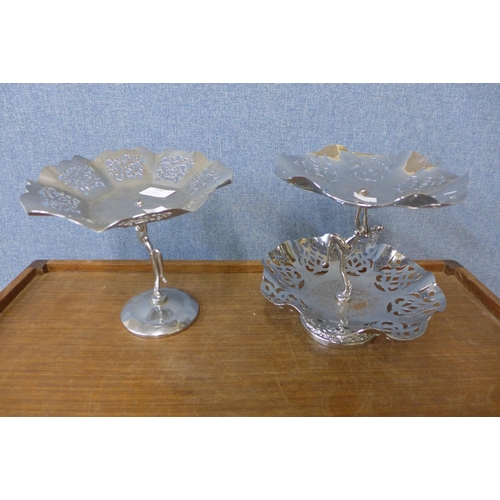 425 - Two white metal two tier sweetmeat stands