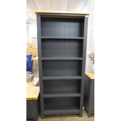 1525 - A Salisbury blue painted oak large bookcase (LP-LBC-G) * this lot is subject to VAT General marks.