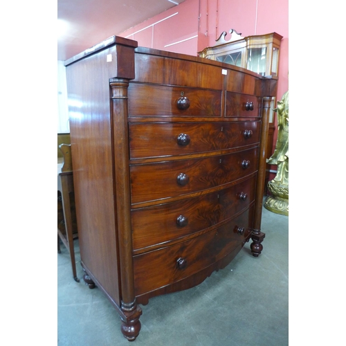 102 - A Victorian mahogany bow front chest of drawers