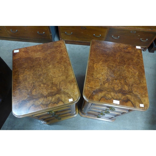 114 - A pair of Victorian burr walnut pedestal chests