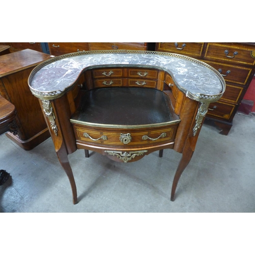 115 - A French Louis XV style inlaid mahogany and gilt metal mounted bureau de dame