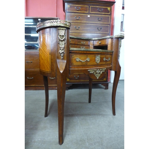 115 - A French Louis XV style inlaid mahogany and gilt metal mounted bureau de dame