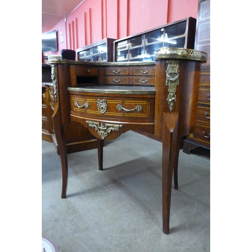 115 - A French Louis XV style inlaid mahogany and gilt metal mounted bureau de dame