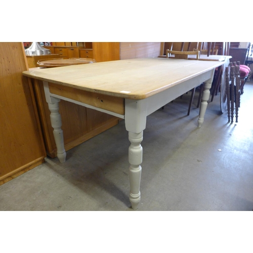 247 - A painted pine scrub top two drawer farmhouse table