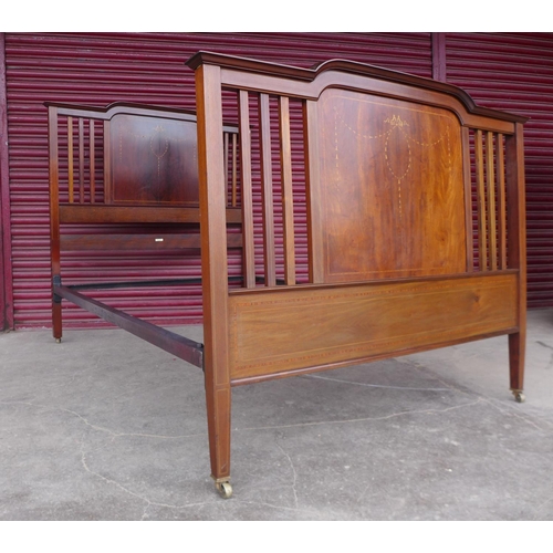 324 - A Edward VII inlaid mahogany double bed