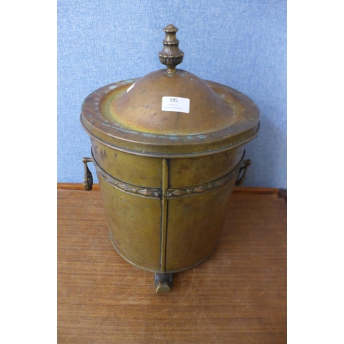 385 - A Victorian brass coal bucket