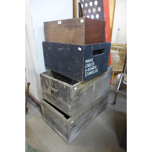 393 - Four wooden boxes/crates