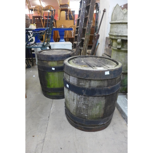 395 - A pair of coopered oak barrels