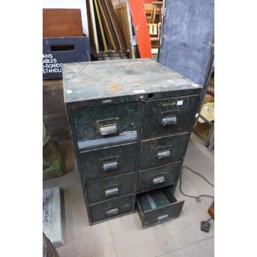 402 - A painted metal engineers chest of drawers