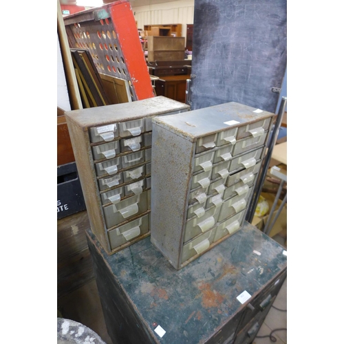 403 - A pair of steel industrial table top cabinets