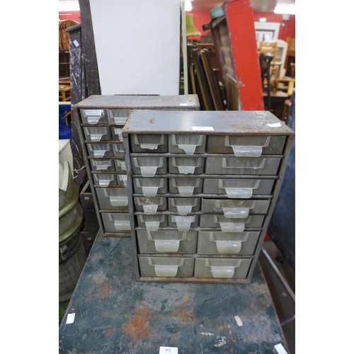 403 - A pair of steel industrial table top cabinets