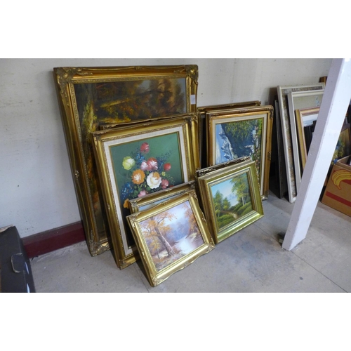 411 - Assorted oil paintings