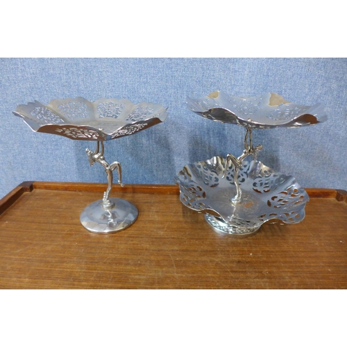 425 - Two white metal two tier sweetmeat stands