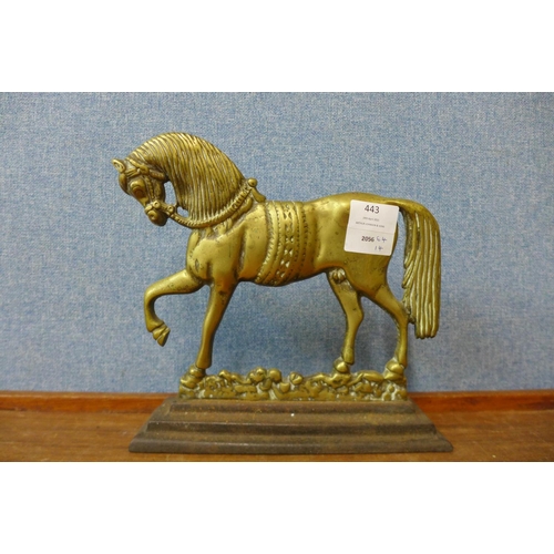 443 - An early 20th Century brass horse doorstop