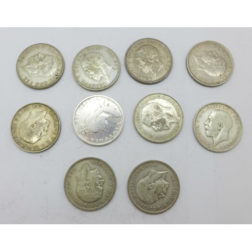 1025 - Ten florins, 1890, 1915, 1918 and seven 1923 to 1936