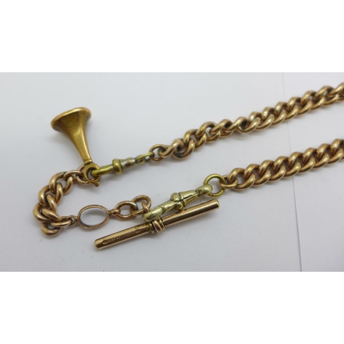 1058 - A gold plated Albert chain, the T-bar marked 'Best Rolled Gold'