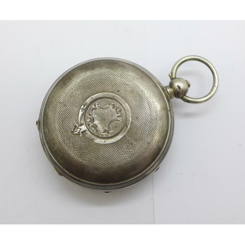 1097 - A silver pocket watch, lacking hour hand