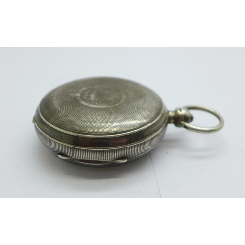 1097 - A silver pocket watch, lacking hour hand