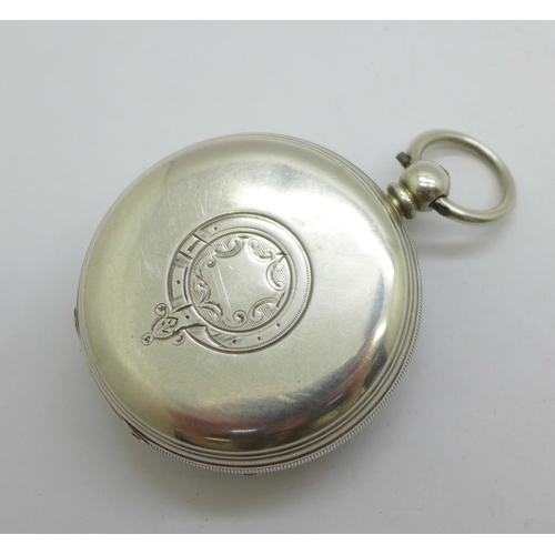 1098 - A silver cased pocket watch, S. Lichtenstein, Manchester, the case hallmarked Chester 1889, with key