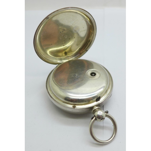 1098 - A silver cased pocket watch, S. Lichtenstein, Manchester, the case hallmarked Chester 1889, with key