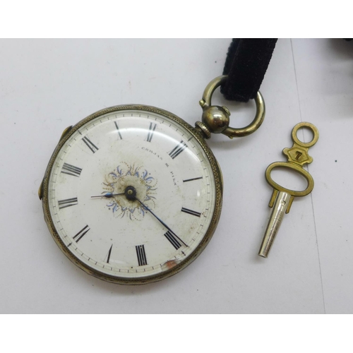 1104 - A silver fob watch, dial a/f, 4cm