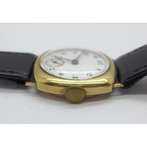 1106 - A 9ct gold Audax wristwatch, the case hallmarked Chester 1929, weight of case back 2.5g, 28mm case