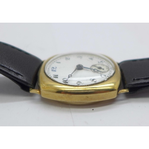 1106 - A 9ct gold Audax wristwatch, the case hallmarked Chester 1929, weight of case back 2.5g, 28mm case