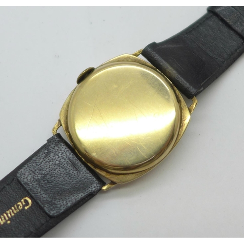 1106 - A 9ct gold Audax wristwatch, the case hallmarked Chester 1929, weight of case back 2.5g, 28mm case