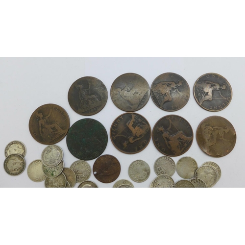 1179 - A collection of silver 3d coins including Victorian and other Victorian coins