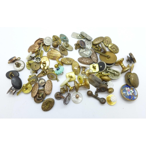 1185 - Vintage cufflinks, studs and enamelled buttons