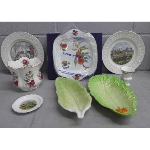 1194 - A collection of ceramics including Royal Worcester plate, boxed, Wedgwood, Adams, etc **PLEASE NOTE ... 