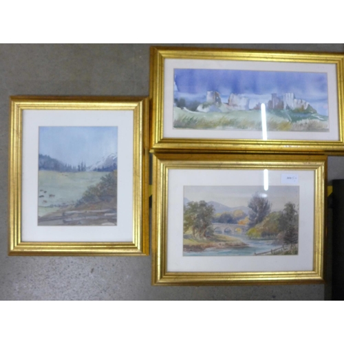 1198A - Three framed watercolours